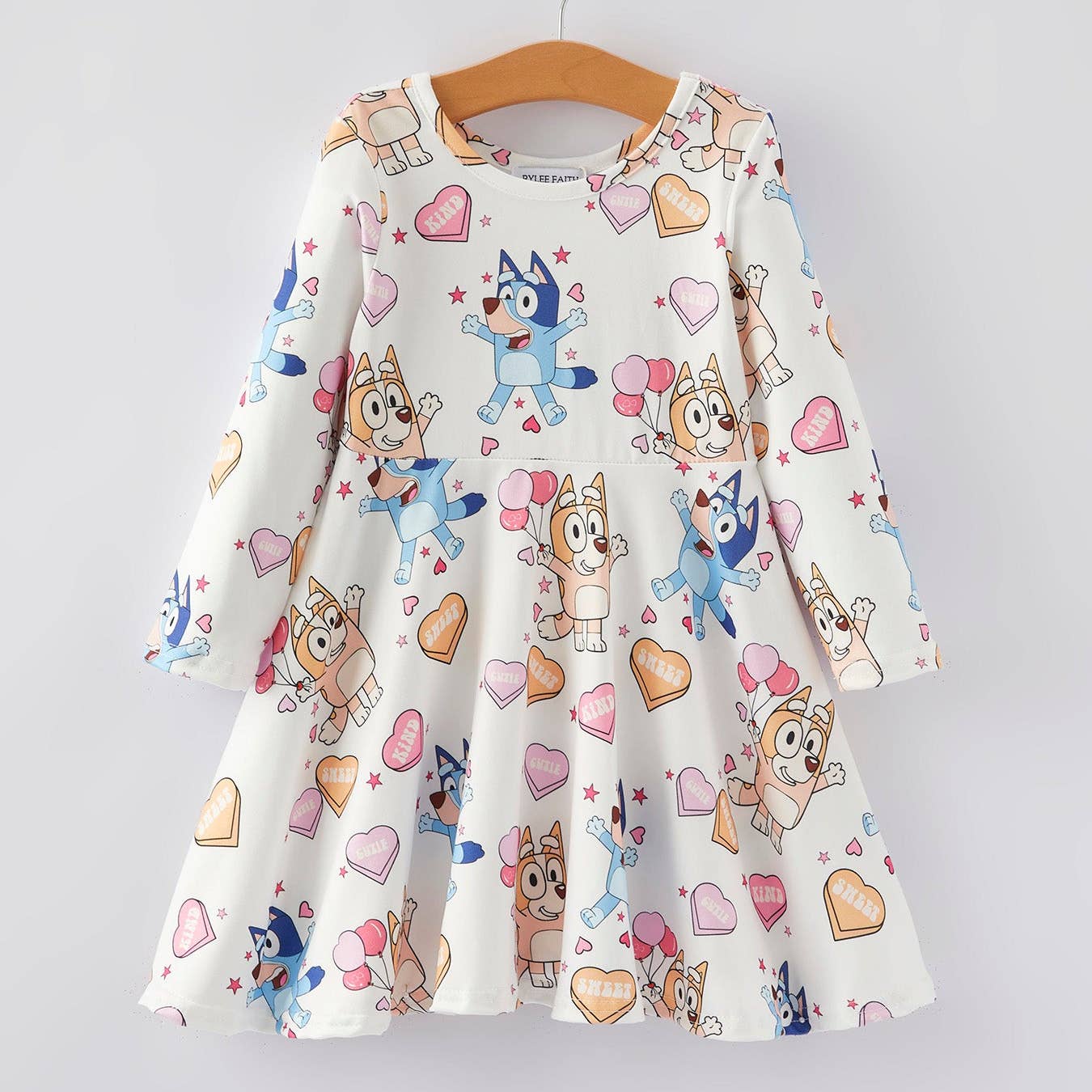 White Cartoon Heart Print Dress