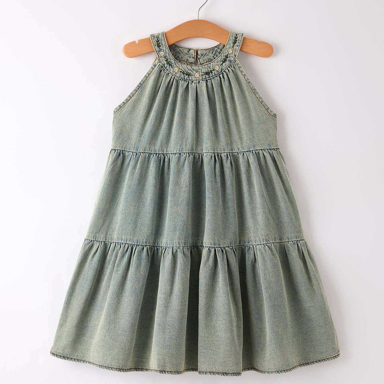 Denim Embroidered Dress