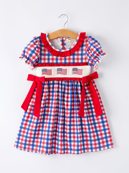 4th of July Plaid Dress w/Bows