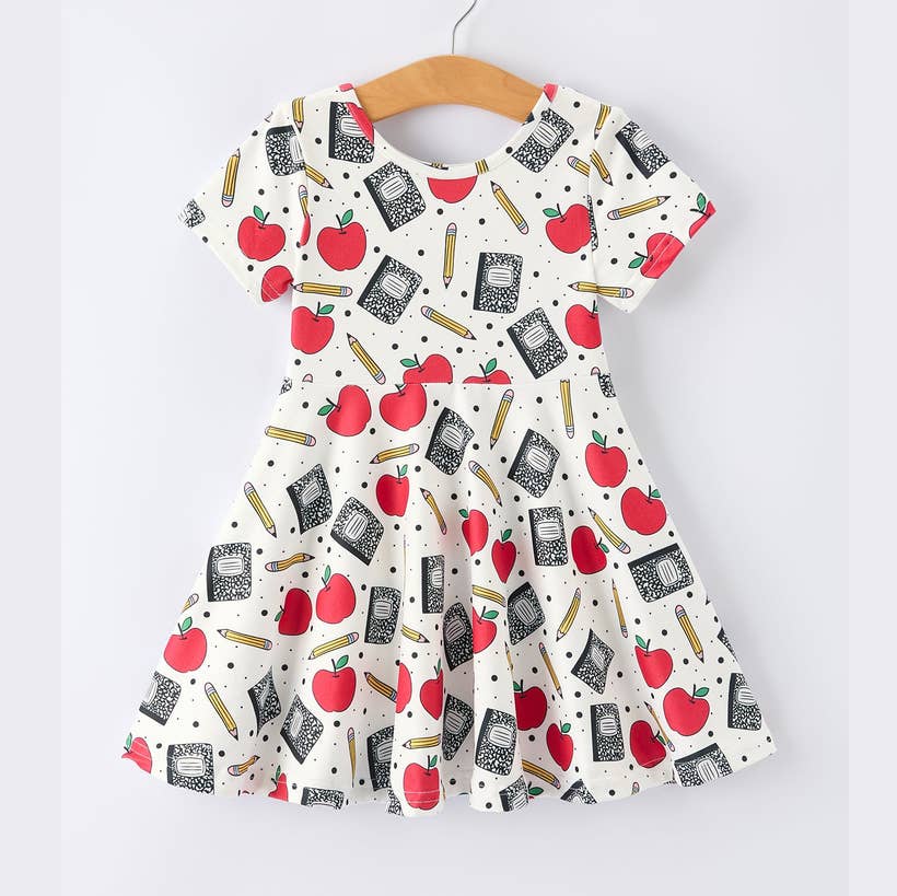 Apple & Pencil Print Dress